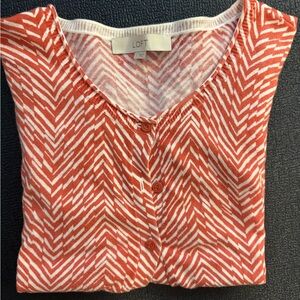 LOFT Orange Fitted Buttoned Cardigan